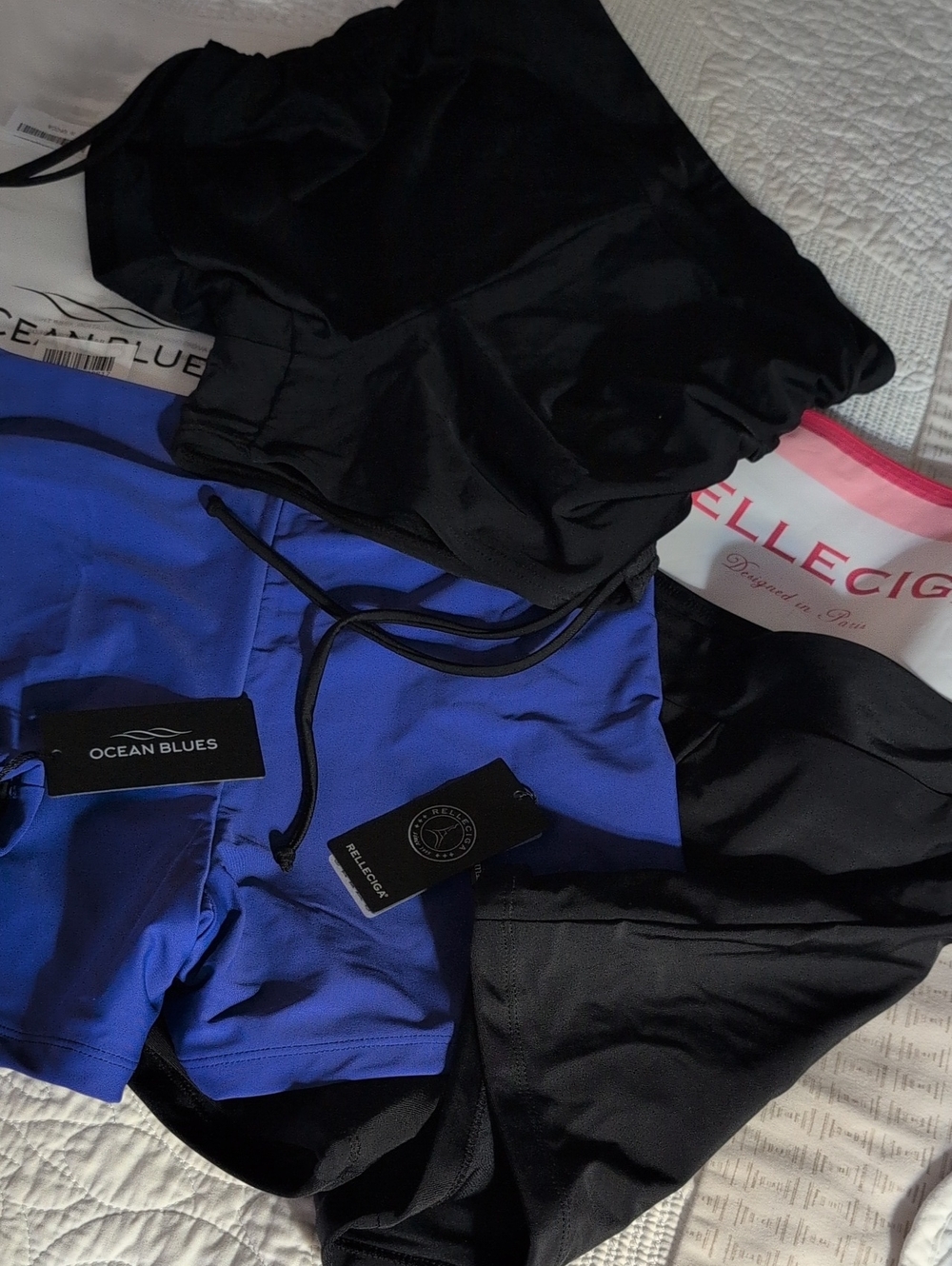 Women's Black & Blue Swim Shorts Lot Of Three
